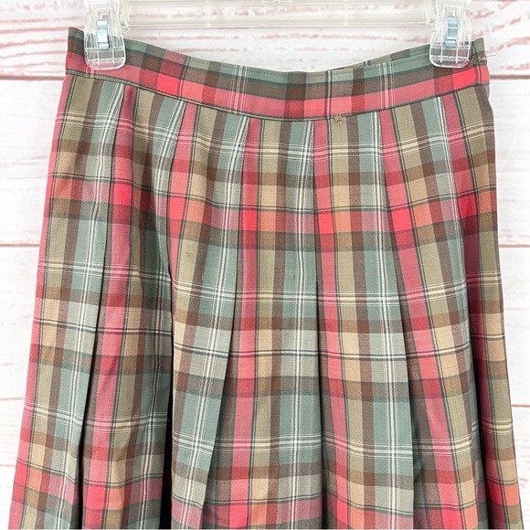 Vintage Pendleton Tartan Plaid Pleated Virgin Wool Schoolgirl Midi Skirt - Picture 3 of 7